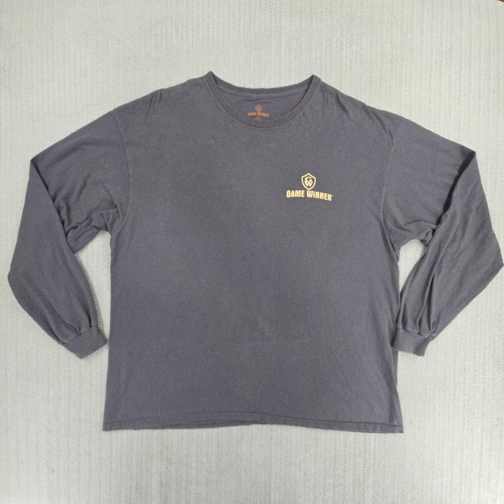 Game Winner Shirt Mens 2XL Gray Wild Boar Hog Graphic Long Sleeve Al Agnew Art